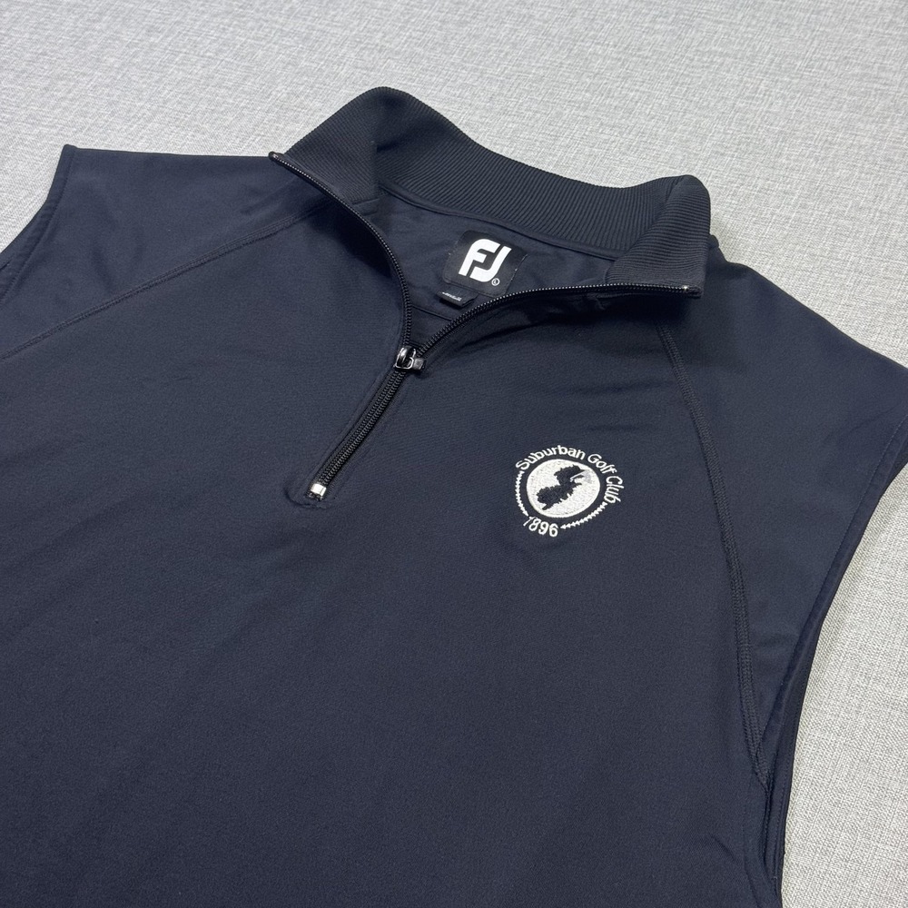 FootJoy Golf Vest 1/4 Zip Mens Large Black Nylon Spandex Performance Pullover
